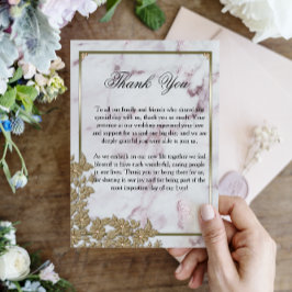 Luxuridisk Rosa Marble och Pearls Bröllop Tack Kort