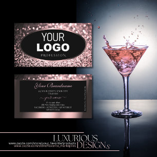 Luxuridisk Rosa Svarta Gnistran Glitter och Logoty Visitkort