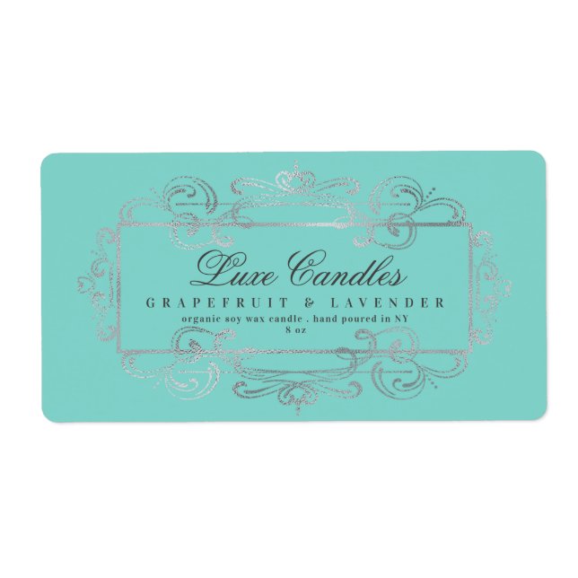 Luxuridisk silverfärgad Elegant Swirls Mint-produk Fraktsedel (Framsidan)