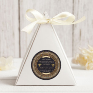 Luxuridisk Vintage Golden Queen Bee Honung Burk-et Runt Klistermärke