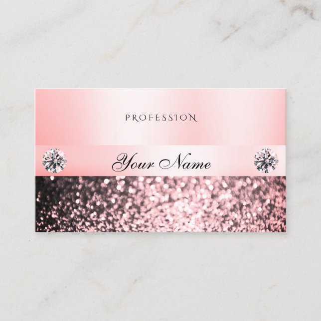 Luxuridiska Rosa Glitter Diamonds Pastel Rosa Visitkort (Framsida)