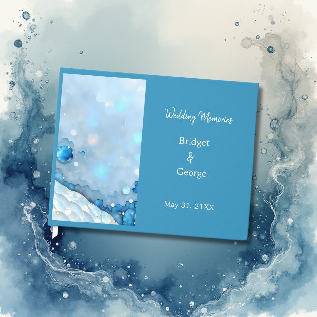 Luxurig Abstrakt för blå vattenfärg Pearlescent Gästböcker (Skapare uppladdad)