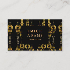 Luxurig Chic Black och Faux Guld Ornamental Visitkort