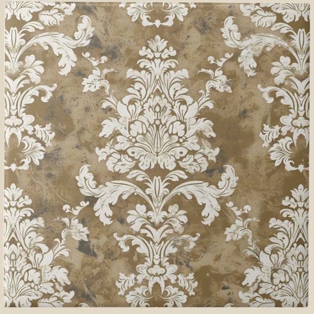 Luxurig Elegant Ivory Damask Kakelplatta (Skapare uppladdad)