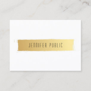 Luxurig Elegant Modern Plain Guld White-Trendiget Visitkort