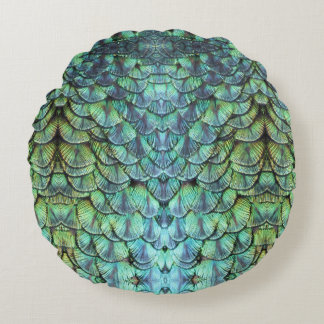 Luxurig Elegant Peacock Back Feathers Ornament Rund Kudde