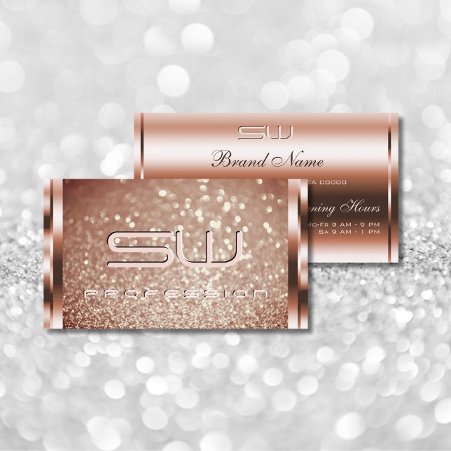 Luxurig Gnistra Ro Golden Glitter och Initialer Visitkort (Skapare uppladdad)