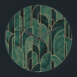 Luxurig Grönt och Guld Art Deco Mönster Stor Klocka<br><div class="desc">Luxurig Grönt och Guld Art Deco Mönster</div>