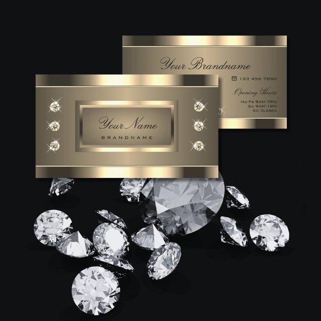 Luxurig Guld-effekt med Shimmery Rhinestones Visitkort (Skapare uppladdad)