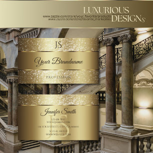 Luxurig Guld Sparkling Glitter och Monogram Chic Visitkort