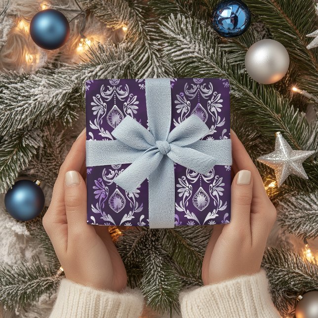 Luxurig Lila och Silver jul Mönster Presentpapper (Skapare uppladdad)