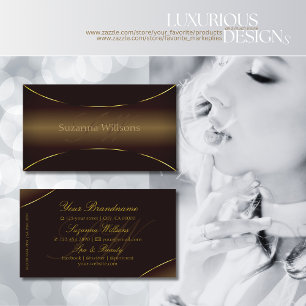 Luxurig Mörk Brown med Guld Gräns och Monogram Visitkort