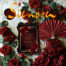 Luxurig Mörk Burgundy Moody Ro Bröllop Inbjudningar