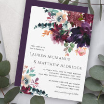 Luxurig Mörk Lila Watercolor Bouquet Bröllop