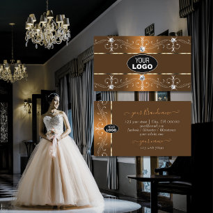 Luxurig Orange och Brunt Ornate Gräns lägger till Visitkort