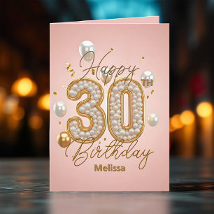 Luxurig Parly Soft Rosa och Guld 30års födelsedag Kort