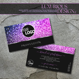 Luxurig Rosa Lila Glitter Stars Black add Logotyp Visitkort