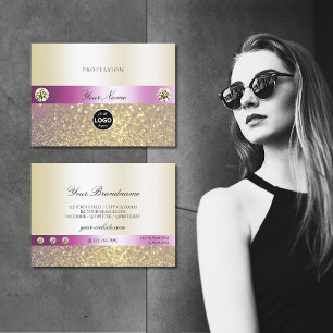 Luxurig Rosa och Guld Shimmery Glitter med Logotyp Visitkort