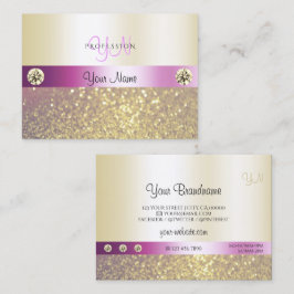 Luxurig Rosa och Guld Shimmery Glitter Monogram Visitkort