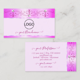 Luxurig Rosa Ornate Sparkling Diamonds med Logotyp Visitkort