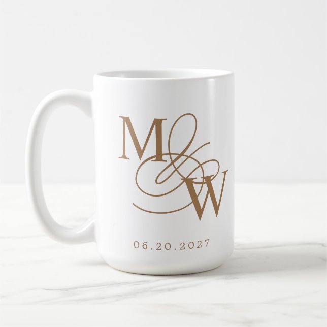 Luxurig typografi Bröllop Monogram Kaffemugg (Vänster)