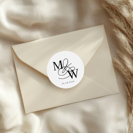 Luxurig typografi Bröllop Monogram Runt Klistermärke