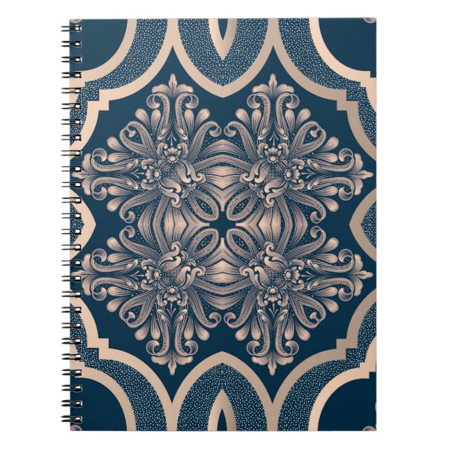 Luxurig Vintage Damask Seamless Mönster Anteckningsbok (Framsidan)