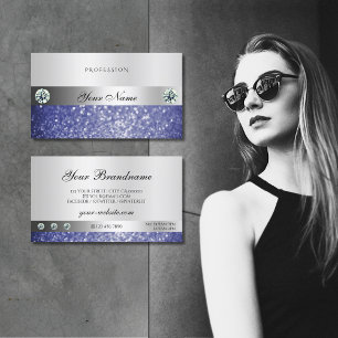 Luxuriga blå Glitter-diamanter Shimmery Silver Visitkort