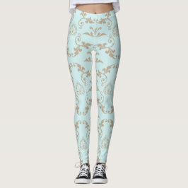 Luxuriga Blommigt Leggings i Guld