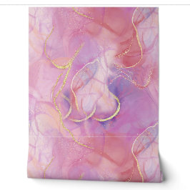 Luxuriga färgfläckiga Pinkish Marble & Guld-kärnor
