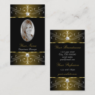 Luxuriga Guld Black Ornate Ornaments med foto Visitkort