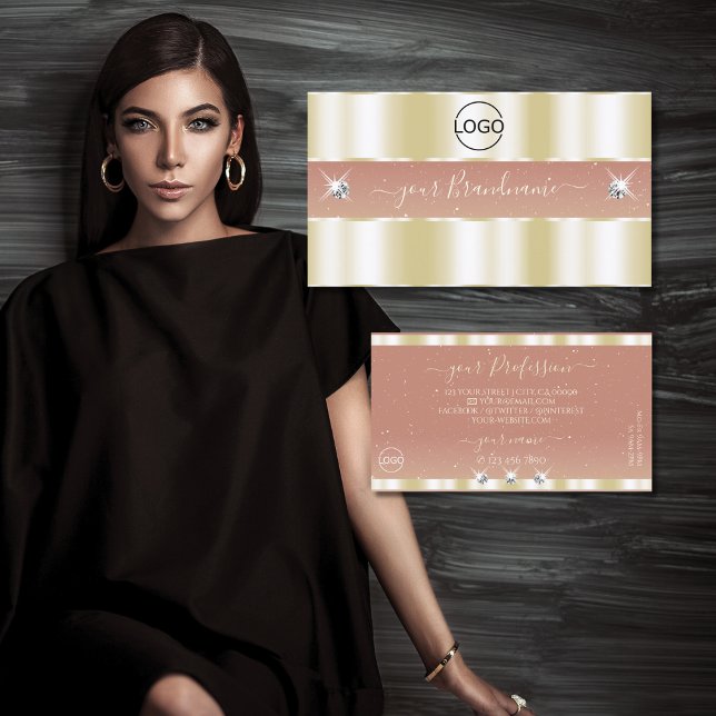 Luxuriga Guld korallmousserande diamanter med Logo Visitkort (Skapare uppladdad)