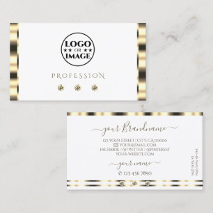 Luxuriga Guld White Sparkling Diamonds med Logotyp Visitkort