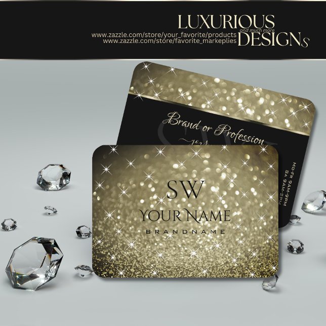 Luxuriga platinum Glitter Luminous Stars Initialer Visitkort (Skapare uppladdad)