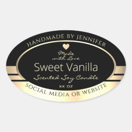 Luxuriga produktförpackningsetiketter, svart och G Ovalt Klistermärke