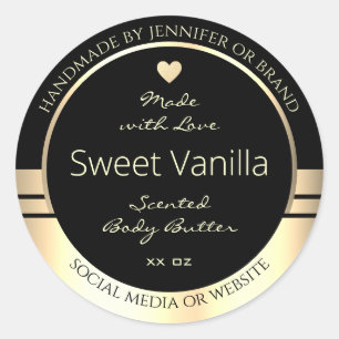 Luxuriga produktförpackningsetiketter, svart och G Runt Klistermärke