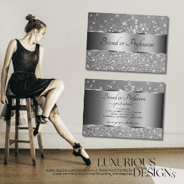 Luxuriga Silver Glitter Luminous Gnistra Stars Visitkort