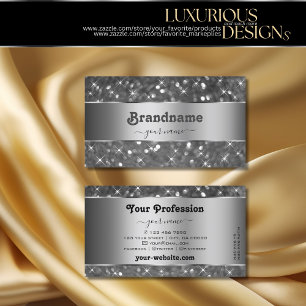 Luxuriga Silver Glitter Luminous Gnistra Stars Visitkort