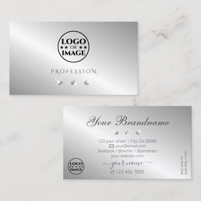 Luxuriga Silver-Gnistrans diamanter Lägg till Logo Visitkort (Fram/baksida)