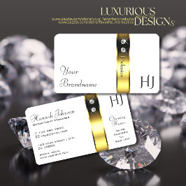 Luxuriga vita dekorativa diamanter Guld Monogram Visitkort