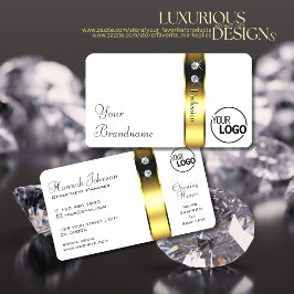 Luxuriga vita dekorativa diamanter och Logotyp Gul Visitkort