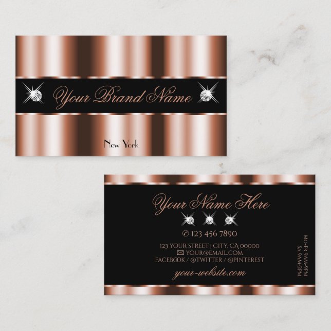 Luxurij Glam, Luxe Glam, Ro Guld Black Gnistra Visitkort (Fram/baksida)