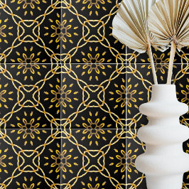 Luxurij Guld Black Moroccan Arabesque Mönster Kakelplatta