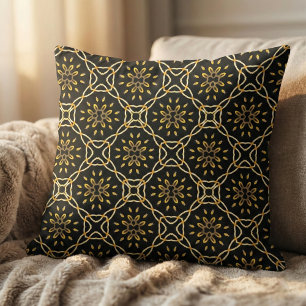 Luxurij Guld Black Moroccan Arabesque Mönster Tyg