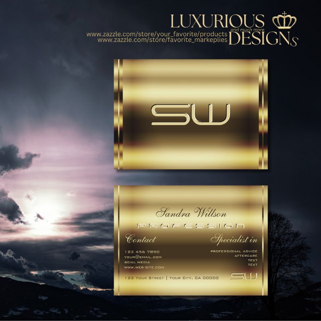 Luxurij Guld Shimmer Effect och Faux 3D Initialer Visitkort (Skapare uppladdad)