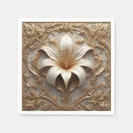 Luxurij Lily Design Golden Ornamental Artwork Pappersservett