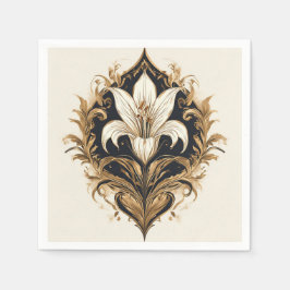 Luxurij Lily Design Golden Ornamental Artwork Pappersservett