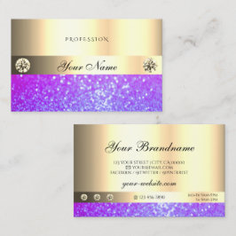 Luxurij Rosa Lila Glitter Diamonds Luminous Guld Visitkort