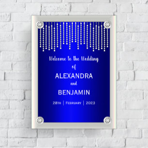 Luxurika diamanter och Pearls Blue Bröllop Välkomm Poster