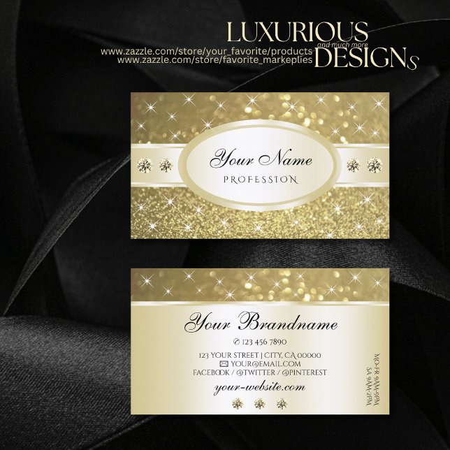 Luxurika Guld Glitter Gnistra Diamonds Precious Visitkort (Skapare uppladdad)
